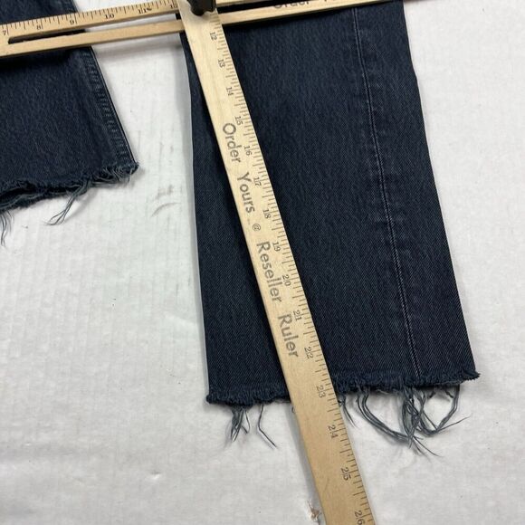 Agolde Womens Cropped Riley Jeans Blue Frayed Hem High Rise Button Up Size 25 - Picture 7 of 13